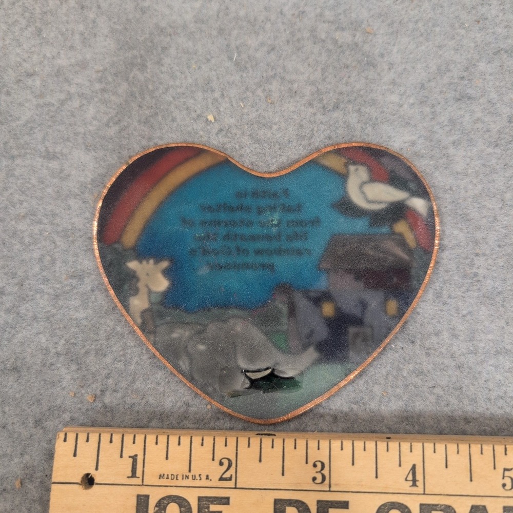 Noah's Ark Heart Suncatcher Stained Glass Style Faith Rainbow Religious Decor - Picture 2 of 2